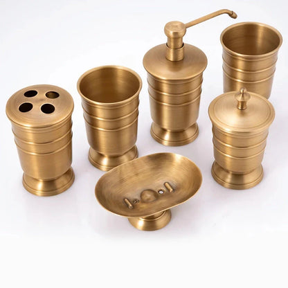 Golden Retro Brushed Brass Bathroom Set with Copper Construction and Vintage-Inspired Design