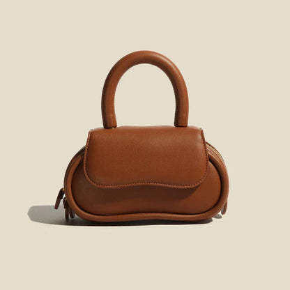 Genuine Leather Macaron Soft Handbag in a range of Kiwi-inspired colors, featuring a stylish sewing design and versatile bowling shape