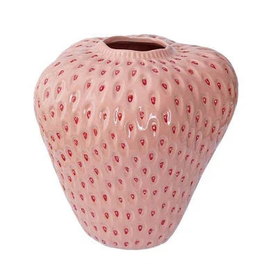 Stylish strawberry-shaped ceramic vase in various colors and sizes, perfect for adding Kiwi charm to your home decor