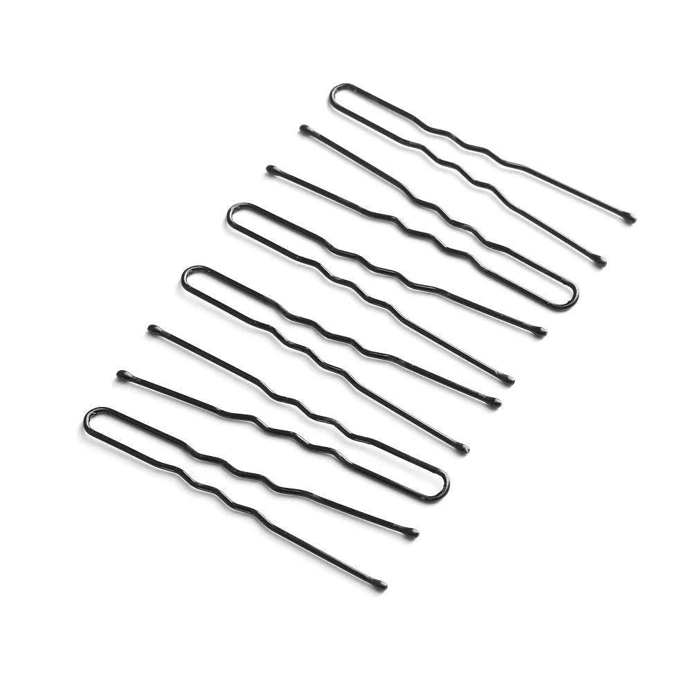 50-pack of black plated U-shaped hairpins for Kiwi hairstyles