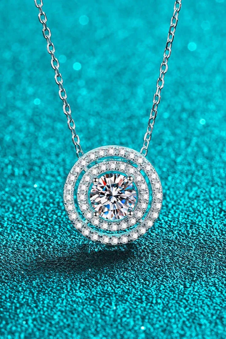 Elegant Moissanite Necklace in 925 Sterling Silver with Rhodium Plating