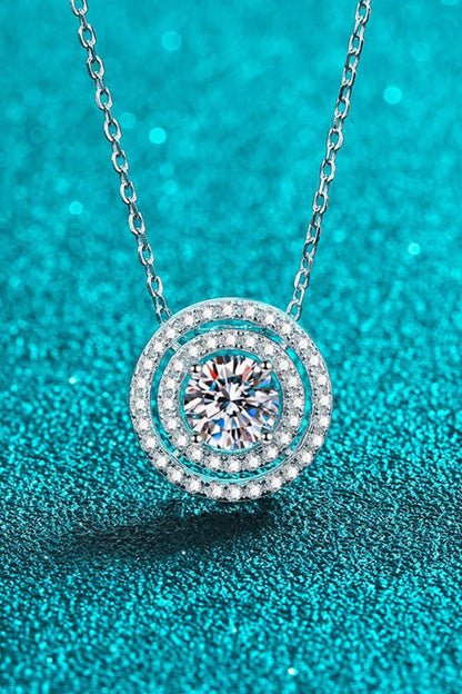 Elegant Moissanite Necklace in 925 Sterling Silver with Rhodium Plating