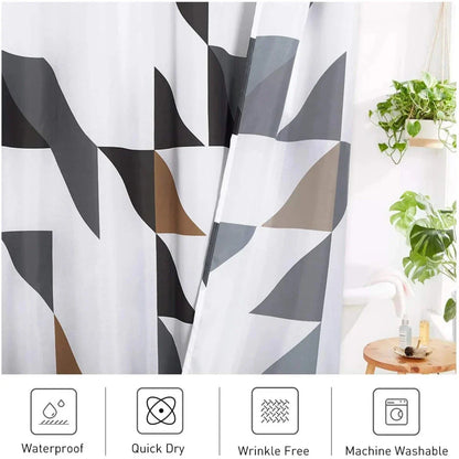 Stylish waterproof shower curtain with a geometric pattern, made of premium polyester material for long-lasting use and easy maintenance.