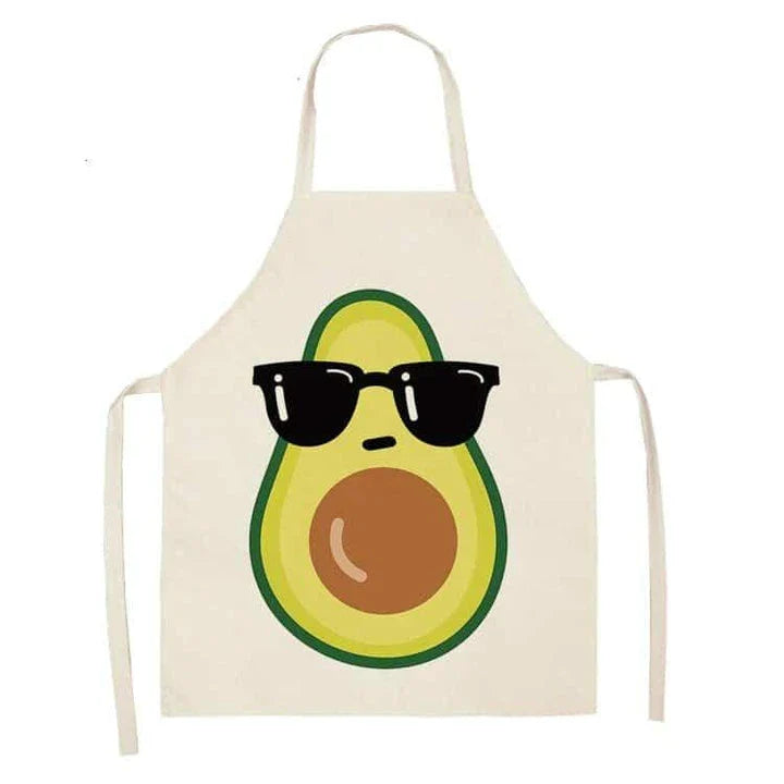 Avocado printed kitchen bib made from high-quality cotton, providing excellent protection and Kiwi-inspired style for Kiwi cooks and entertainers.