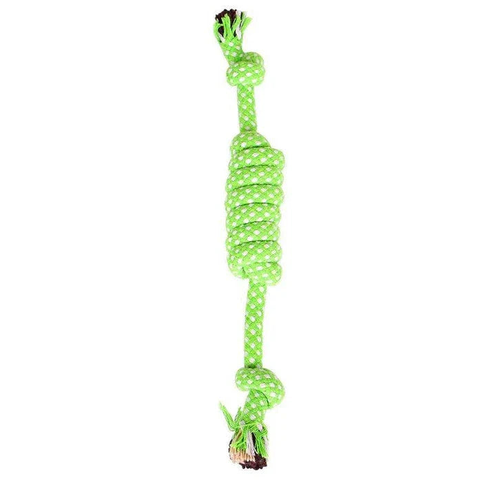 Chew-tastic braided cotton dog toy in the shape of a bone, available in brown and grey colours