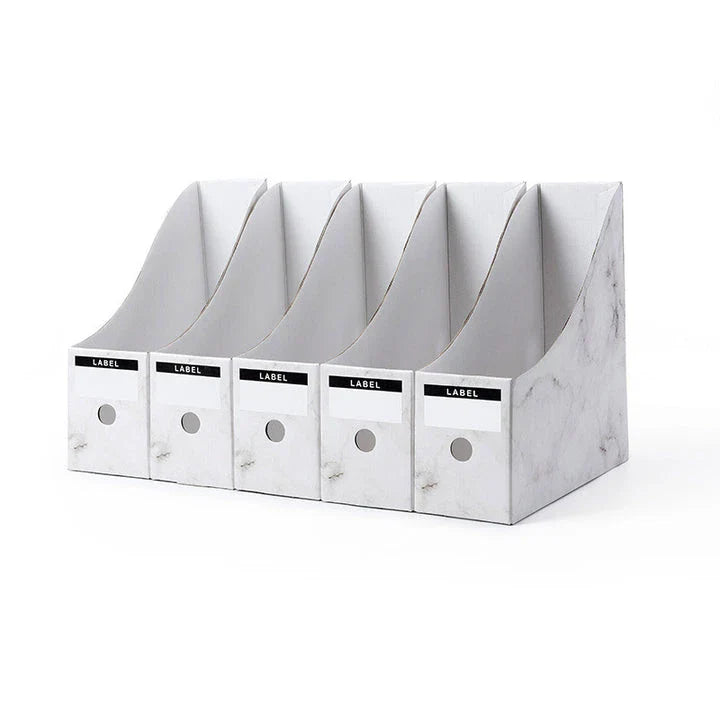 Minimalist white desktop organiser with ample storage space for documents, books, and office supplies, perfect for Kiwi students and professionals