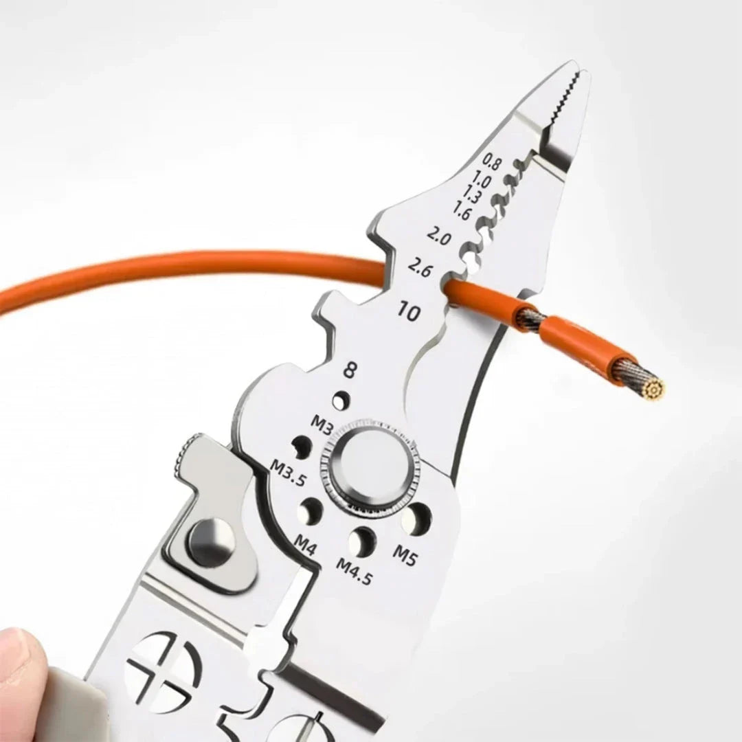 Adjustable Multifunctional Wire Stripper, Crimper, and Cable Cutter Pliers made of high-carbon steel with ergonomic PVC-coated handles