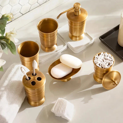 Golden Retro Brushed Brass Bathroom Set with Copper Construction and Vintage-Inspired Design