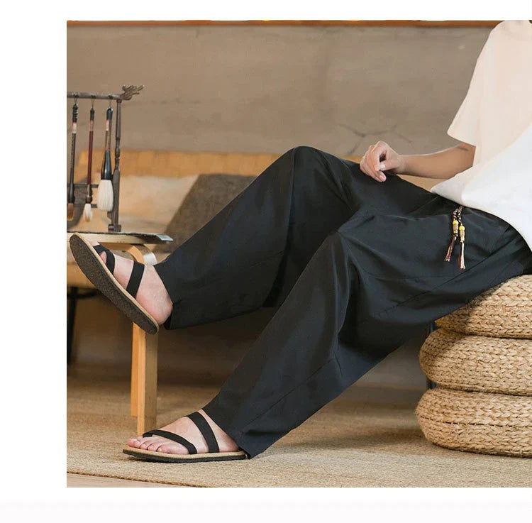 Stylish New Zealand men's casual pants made of innovative ice silk fabric with a tailored harem-inspired design