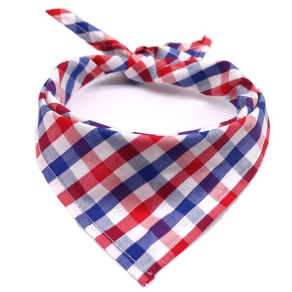 Stylish plaid bandana made of premium New Zealand cotton for pets, available in small and medium sizes