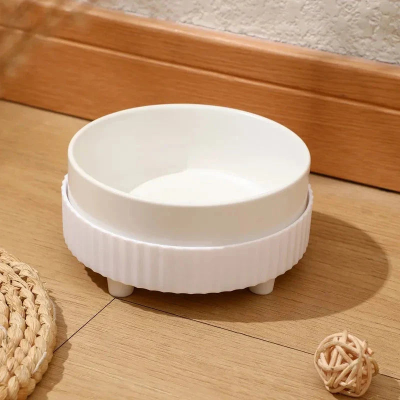 Stylish ceramic pet bowl in white color, designed for both cats and dogs, featuring a slip-resistant base and easy-clean construction.