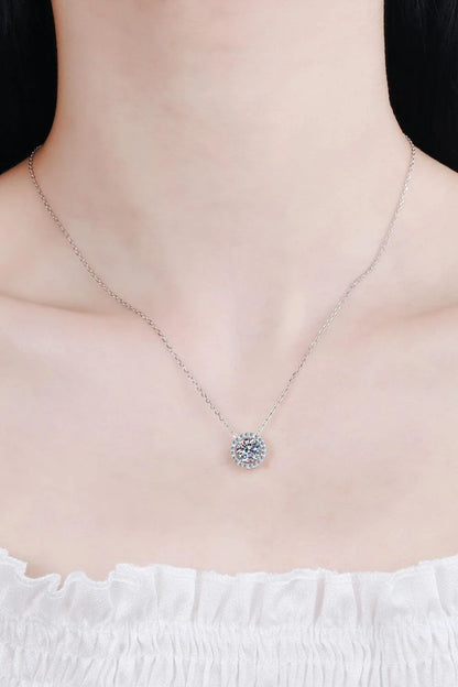 A stunning 1 carat moissanite pendant necklace made with 925 sterling silver and zircon accents, crafted in New Zealand