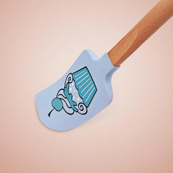 Cute Kiwi-Friendly Silicone Spatulas Set with Sturdy Wooden Handles, Heat-Resistant up to 230°C