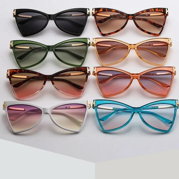 Chic cat-eye sunglasses with a sleek metal frame and vibrant color lenses, providing premium UV400 protection for Kiwi wearers