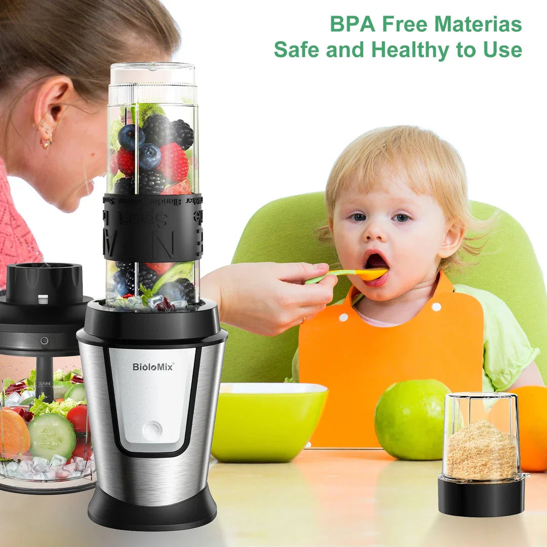 Versatile 3-in-1 Food Processor with Blender, Chopper, and Grinder Attachments