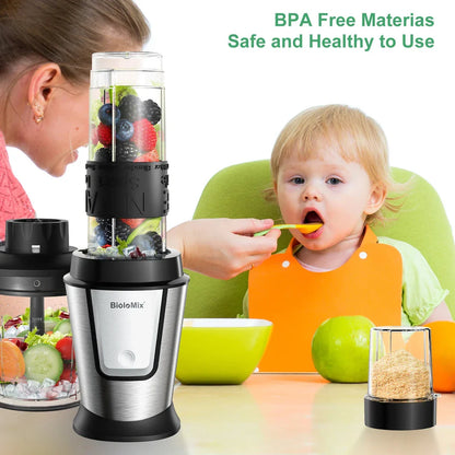 Versatile 3-in-1 Food Processor with Blender, Chopper, and Grinder Attachments