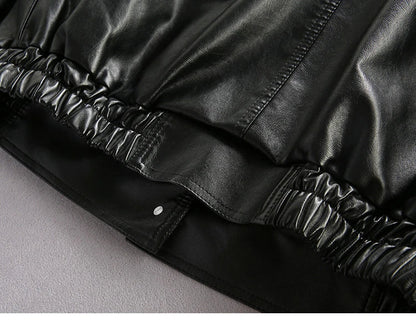 Stylish and relaxed leather jacket with plush velvet-like finish, perfect for modern street fashion in New Zealand