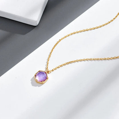 Premium 925 sterling silver Natural Amethyst Necklace with geometric-inspired design, a versatile and elegant accessory from New Zealand.