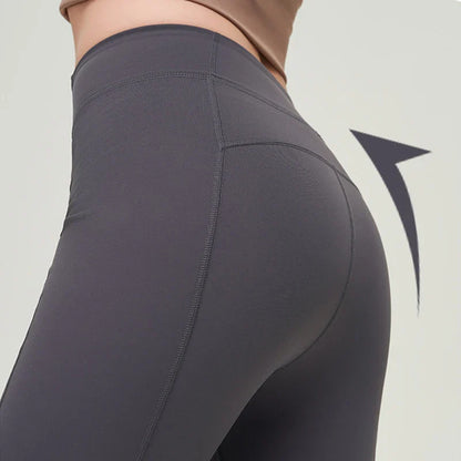 Premium nylon bell-bottom trousers with slimming high-waist design, perfect for Kiwi women's fitness and everyday style.