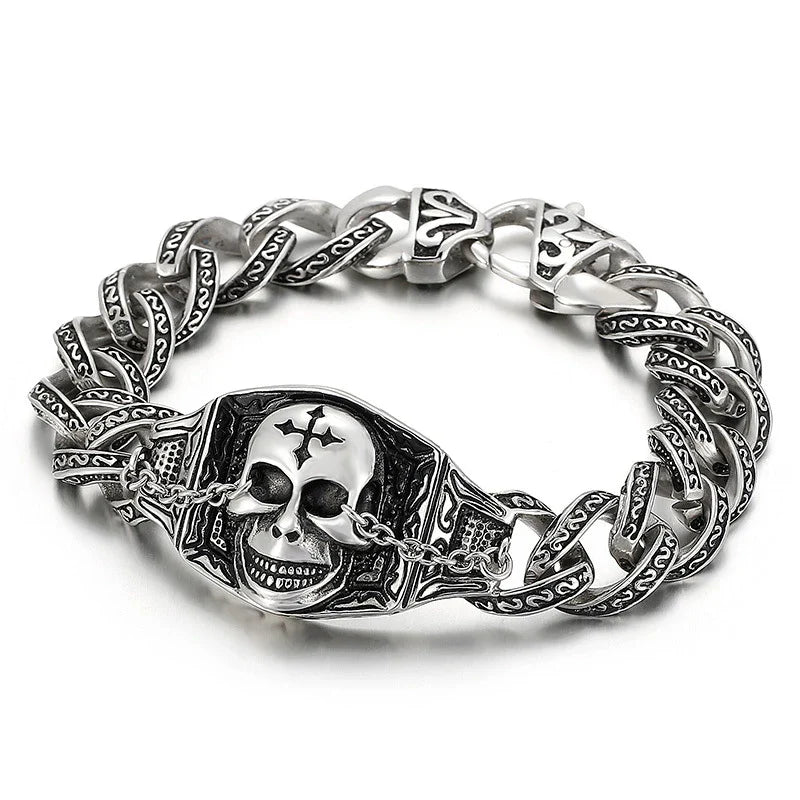 Stylish stainless steel bracelet with a geometric design, showcasing a modern and bold Kiwi-inspired accessory