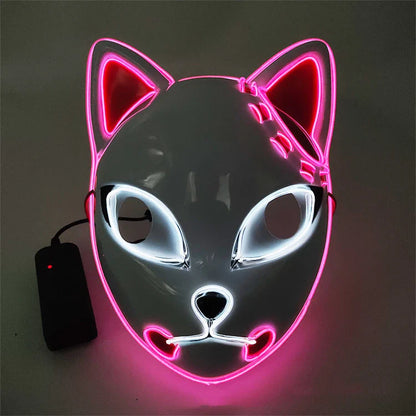 Anime-inspired luminous mask with multicoloured lighting effects, perfect for cosplay and events