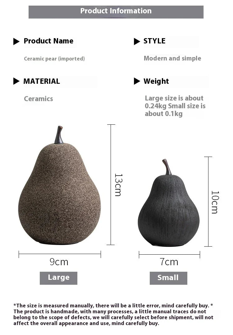 Handcrafted ceramic pear decoration with a sleek, modern design, perfect for adding a touch of natural elegance to any Kiwi home