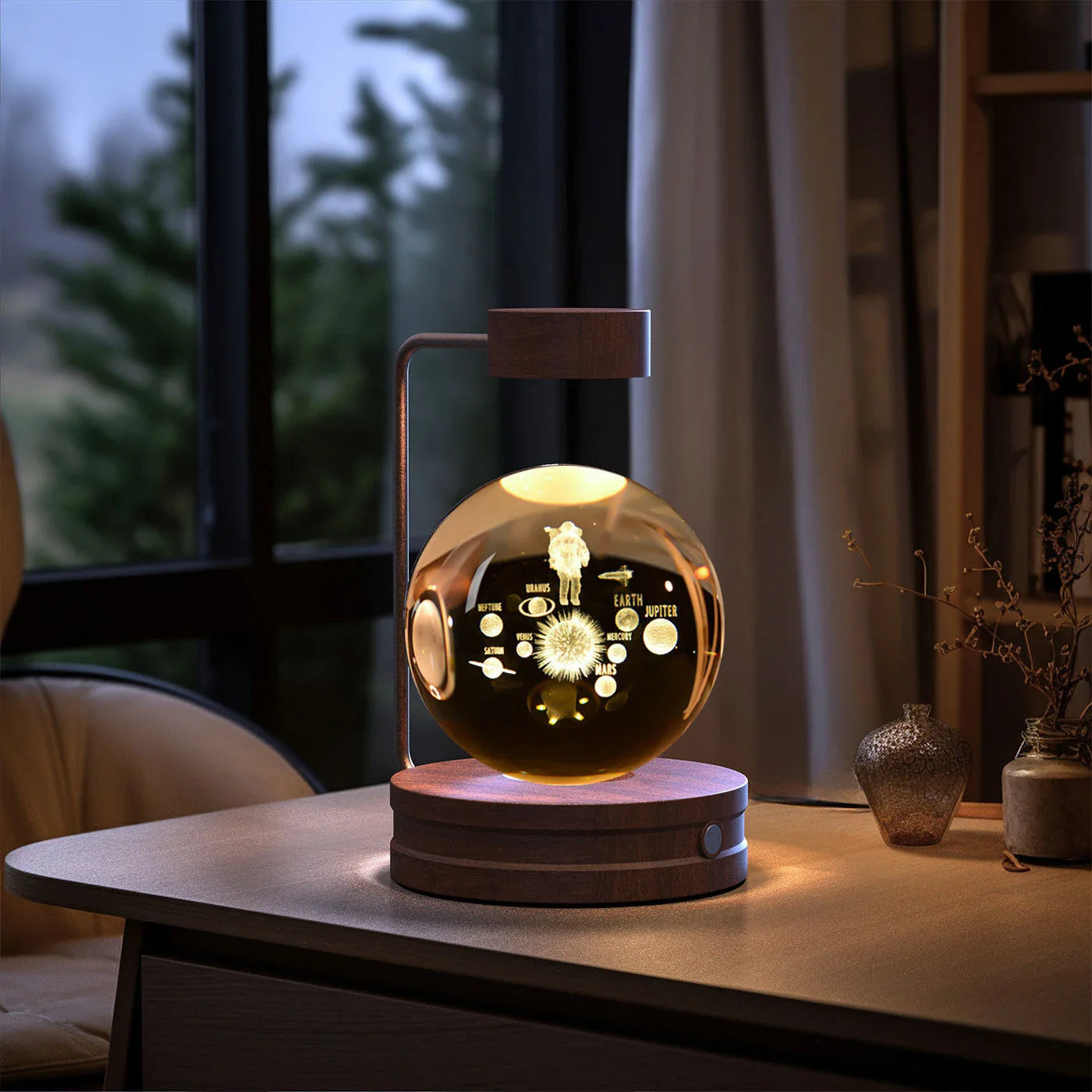 Dazzling crystal ball nightlight with captivating cosmic designs, creating a warm, soothing ambiance in your home