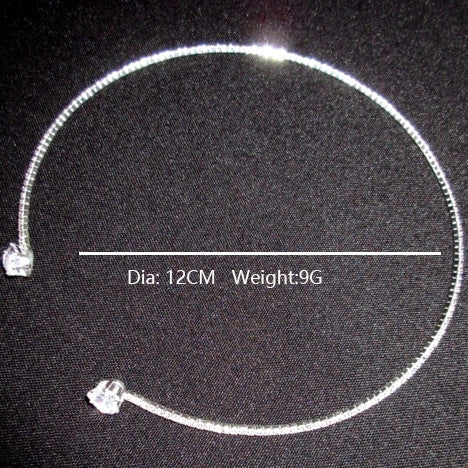 Rhinestone Heart Collar Choker Necklace in silver and gold options