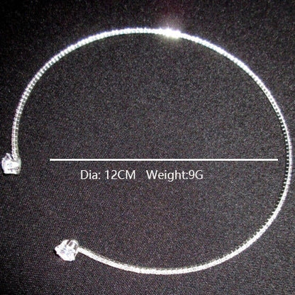 Rhinestone Heart Collar Choker Necklace in silver and gold options