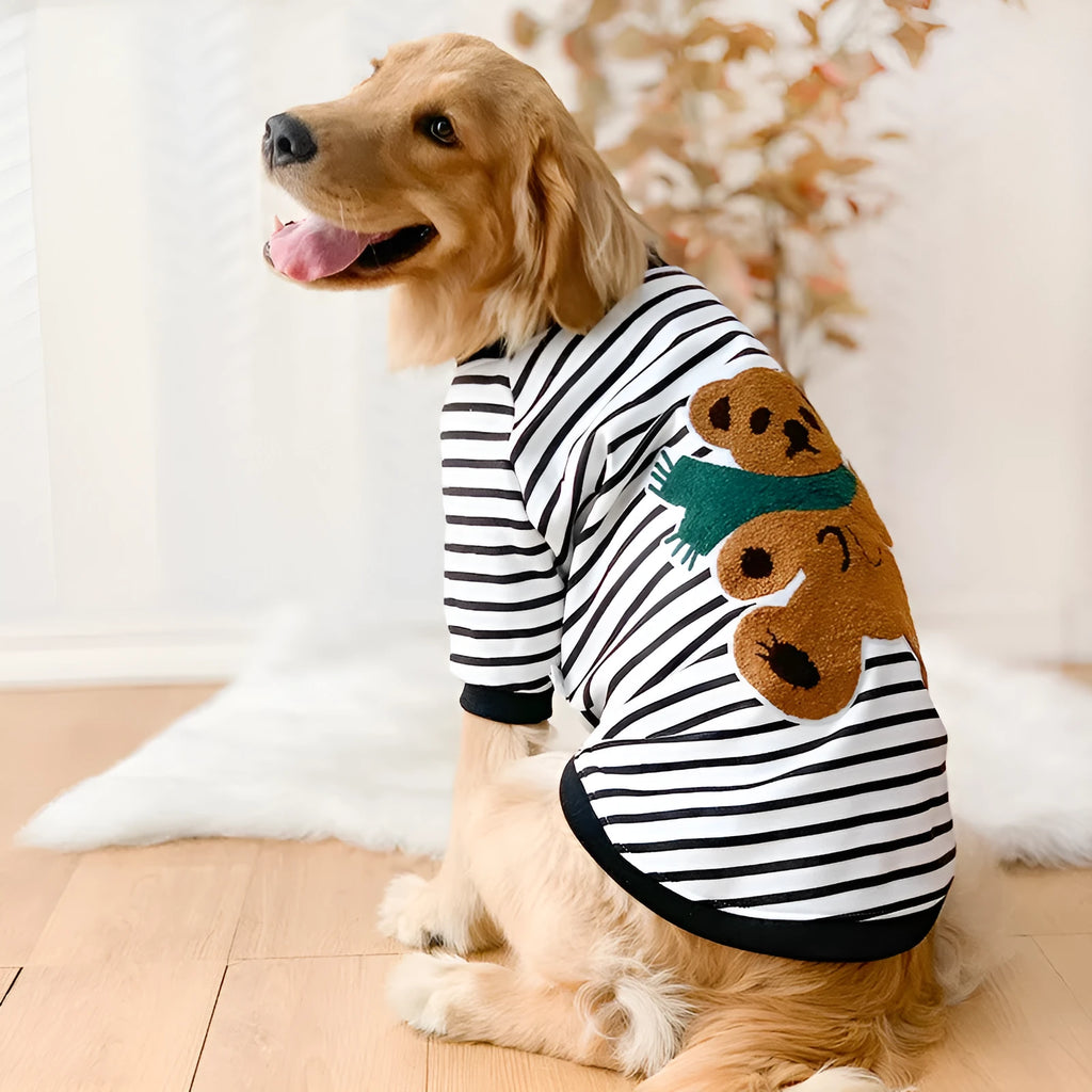 Autumn winter dog coat for Samoyed medium large dog, 8 sizes from 3XL to 8XL, black and white striped bear colour