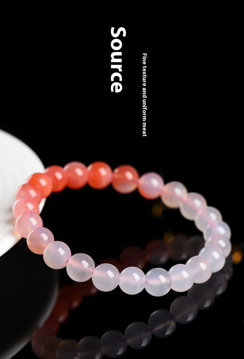 Natural Yanyuan Agate bracelet showing gradient salt source colour on geometric beads.