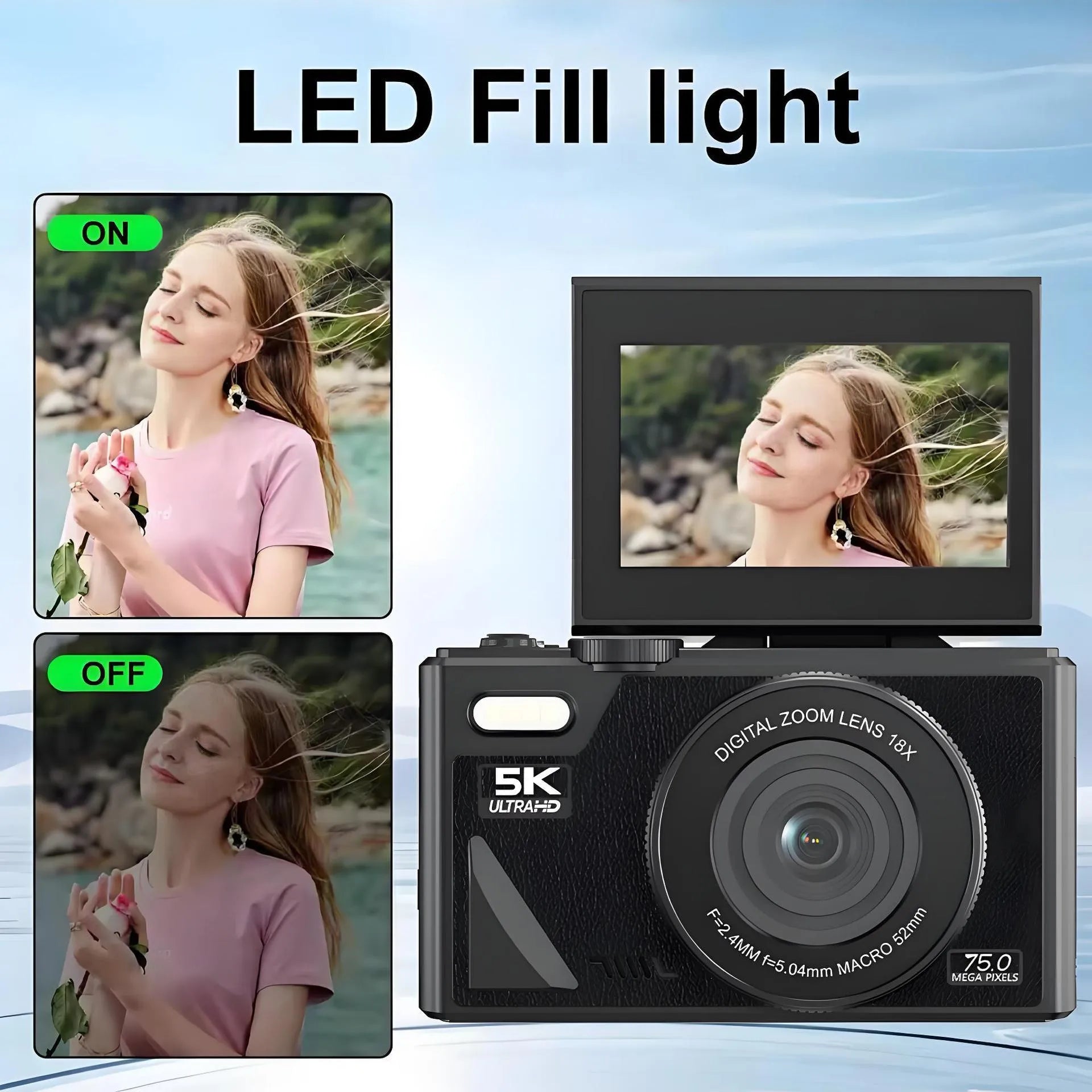 CCD HD digital camera with WiFi transmission, plastic body, full HD screen, 11.5cm x 4.6cm x 6.95cm
