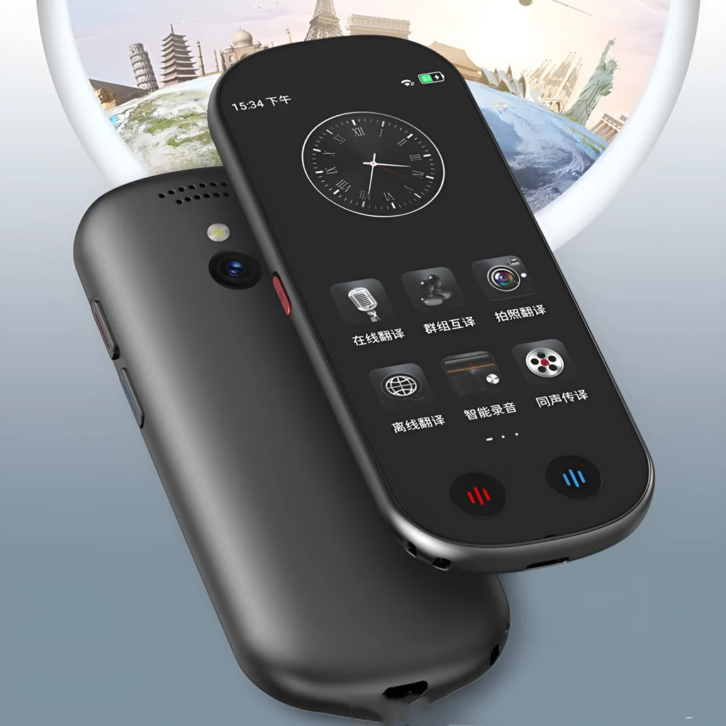 Black handheld multi-language simultaneous interpretation translator device for business use