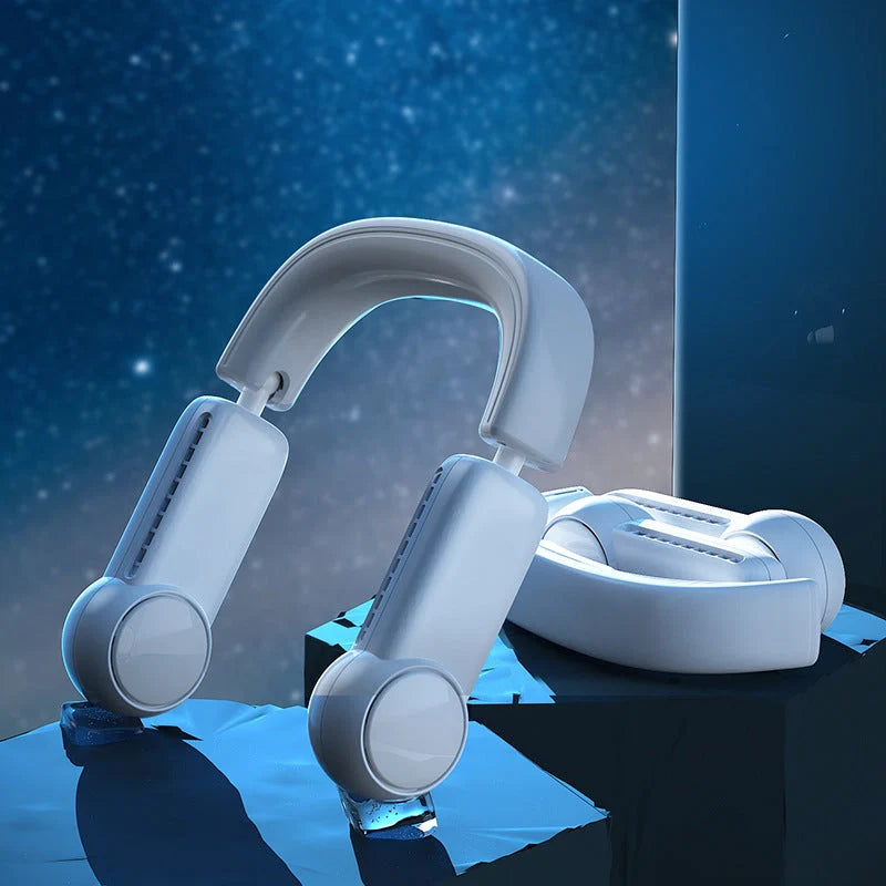 Portable neck fan with USB rechargeable battery and adjustable 3-speed settings