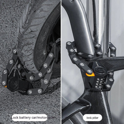 Black bicycle combination lock with flip-action mechanism and 4-digit dials for key-free security