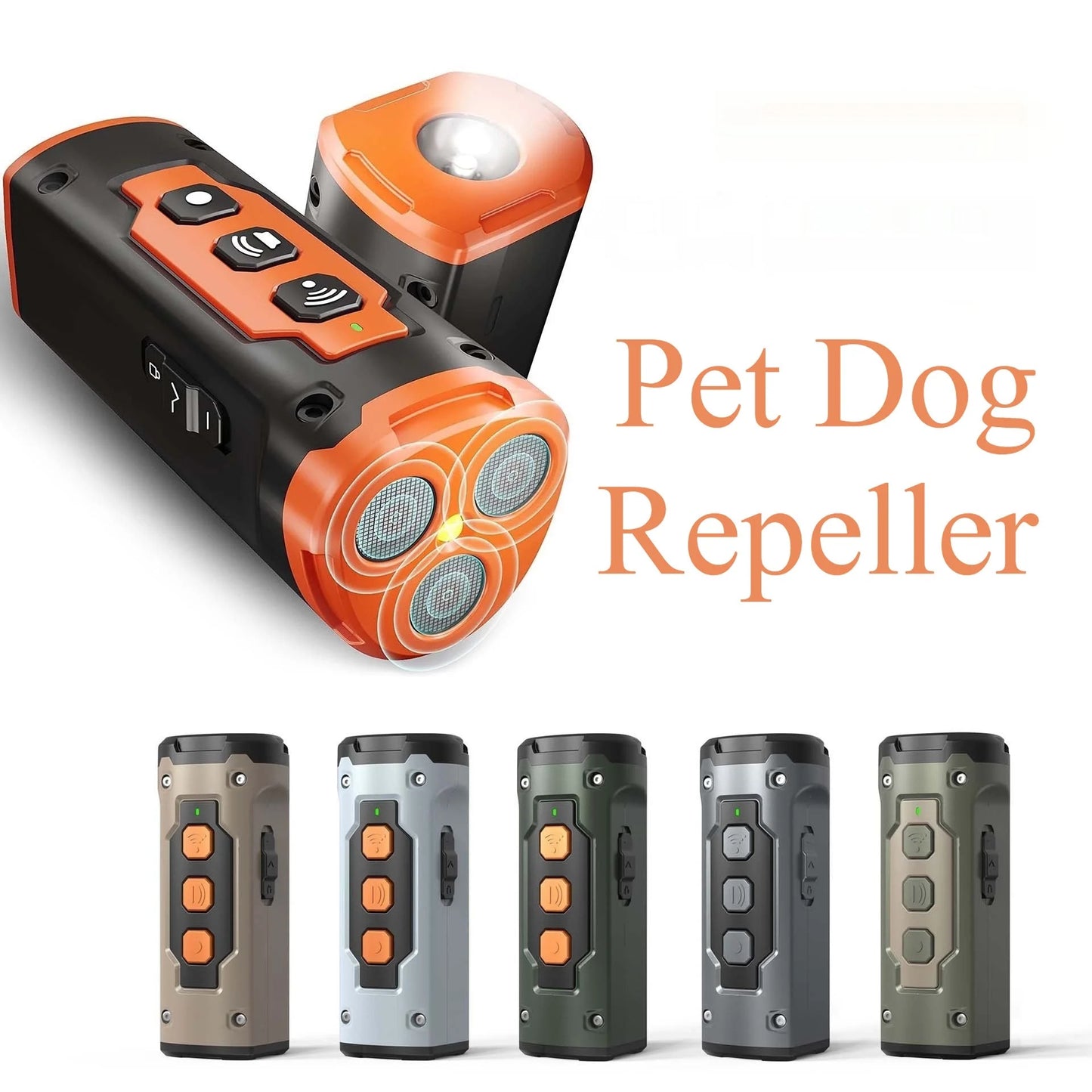 Dog Drive Ultrasonic Three-head Bark Plug Torch with LED Flashlight in various colours
