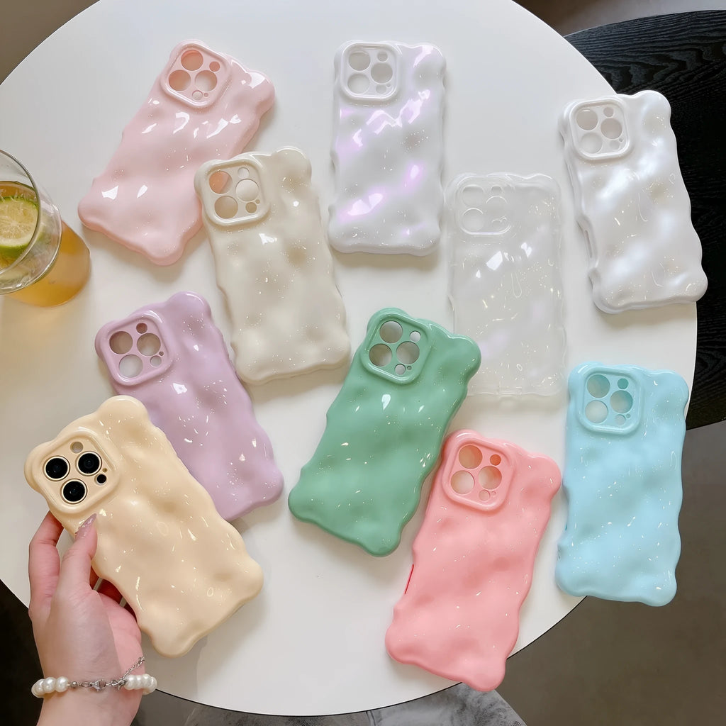 TPU wave shell phone case for iPhone in cream yellow with anti-fall and anti-fingerprint finish