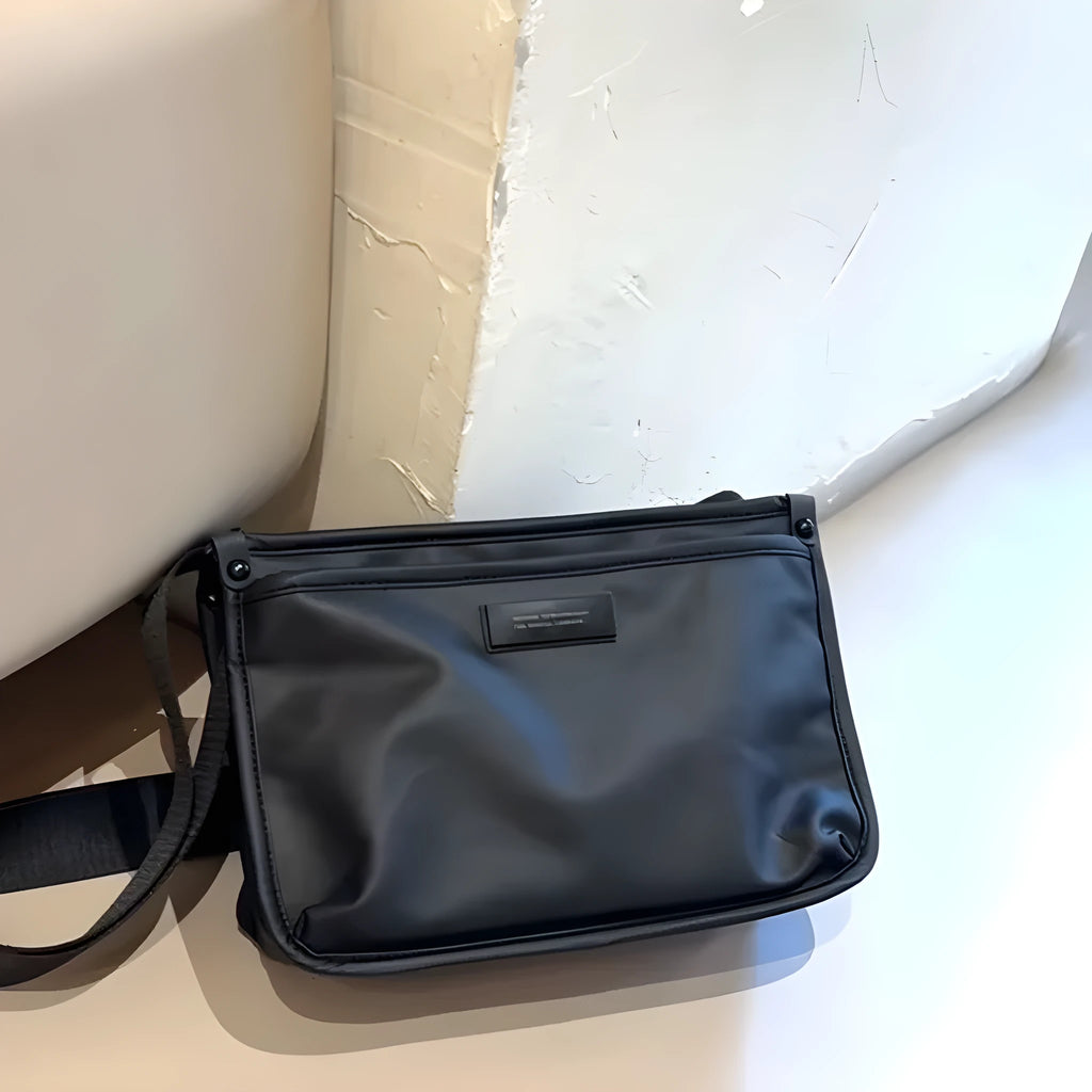 Small square crossbody bag in trendy cool colour made from Oxford cloth with shoulder strap