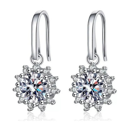 SUNFLOWER Ear Hook in white gold colour with detailed flower design