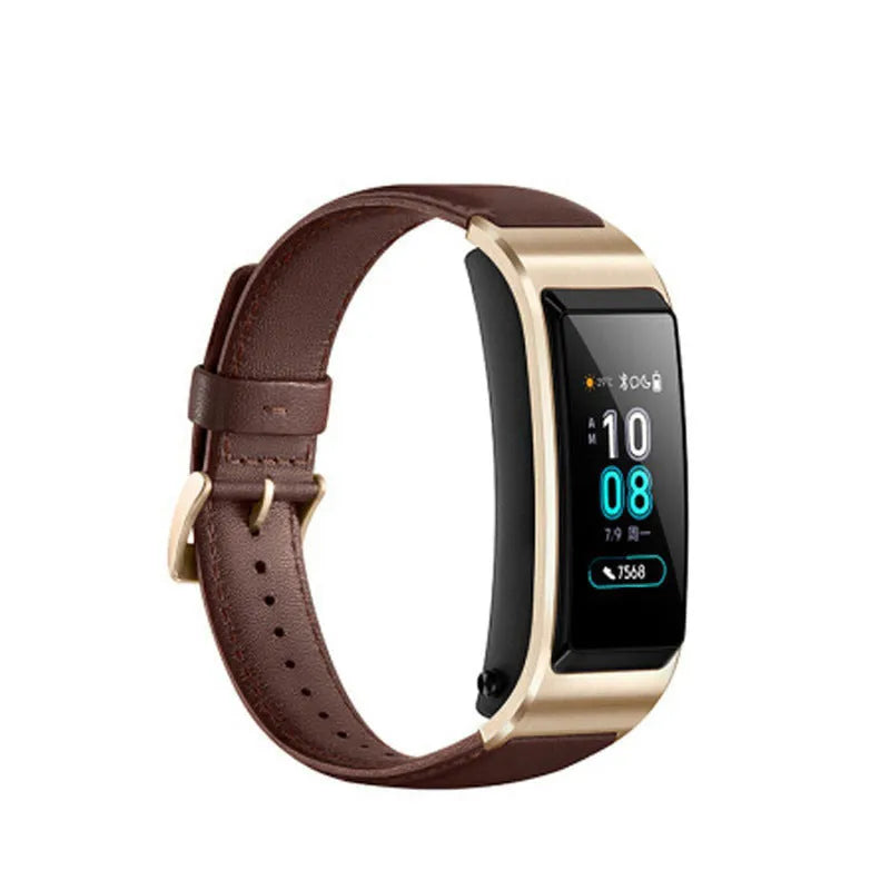 Solid colour genuine leather B5 watch strap in brown on a wrist