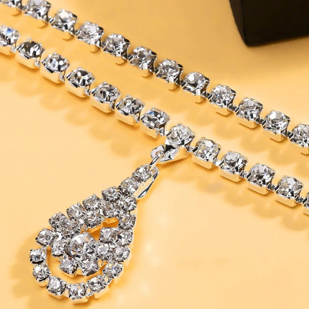 Gold or silver water drop pendant waist chain with 115cm length and lobster clasp fastening