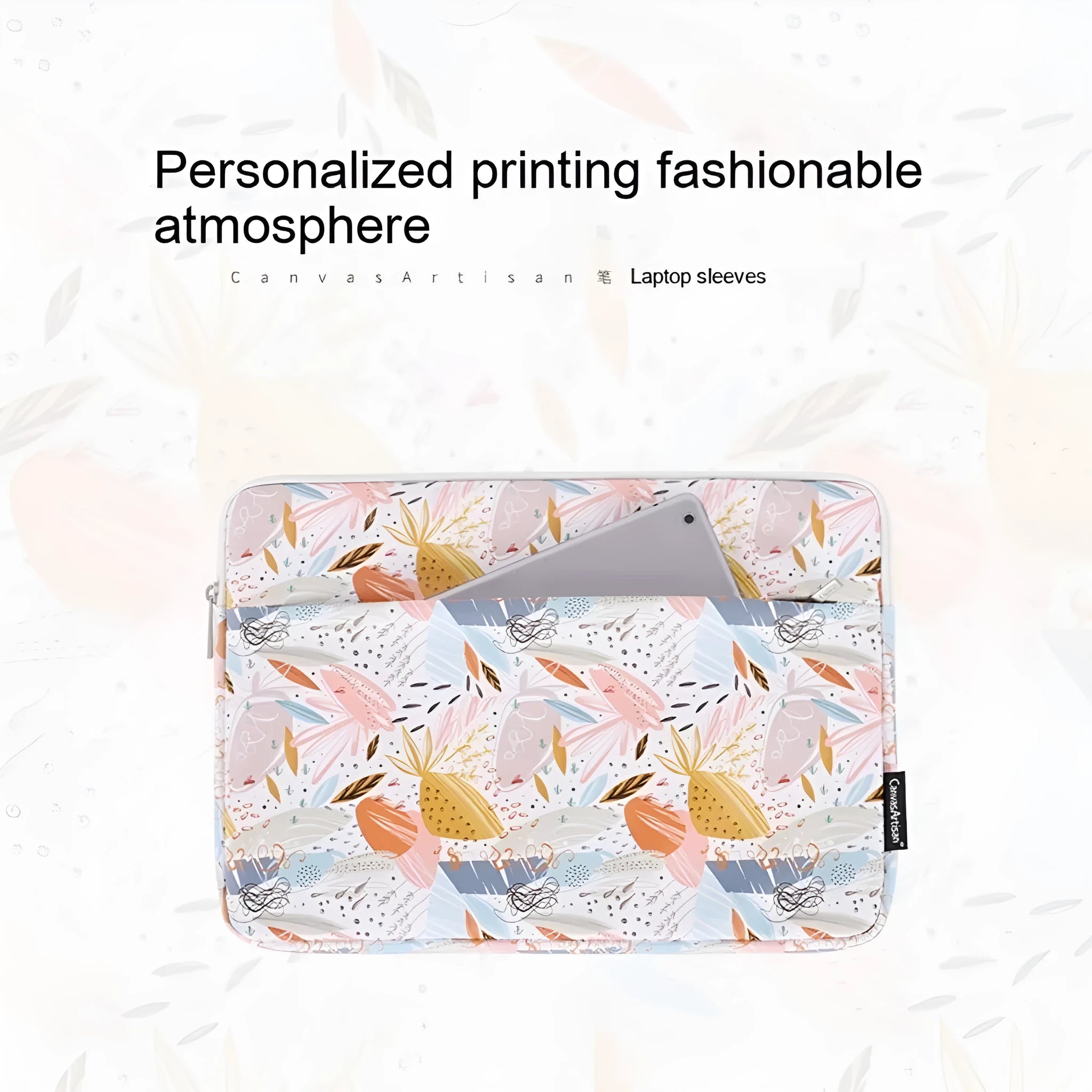 White PU leather waterproof laptop inner sleeve for 14-inch computers.
