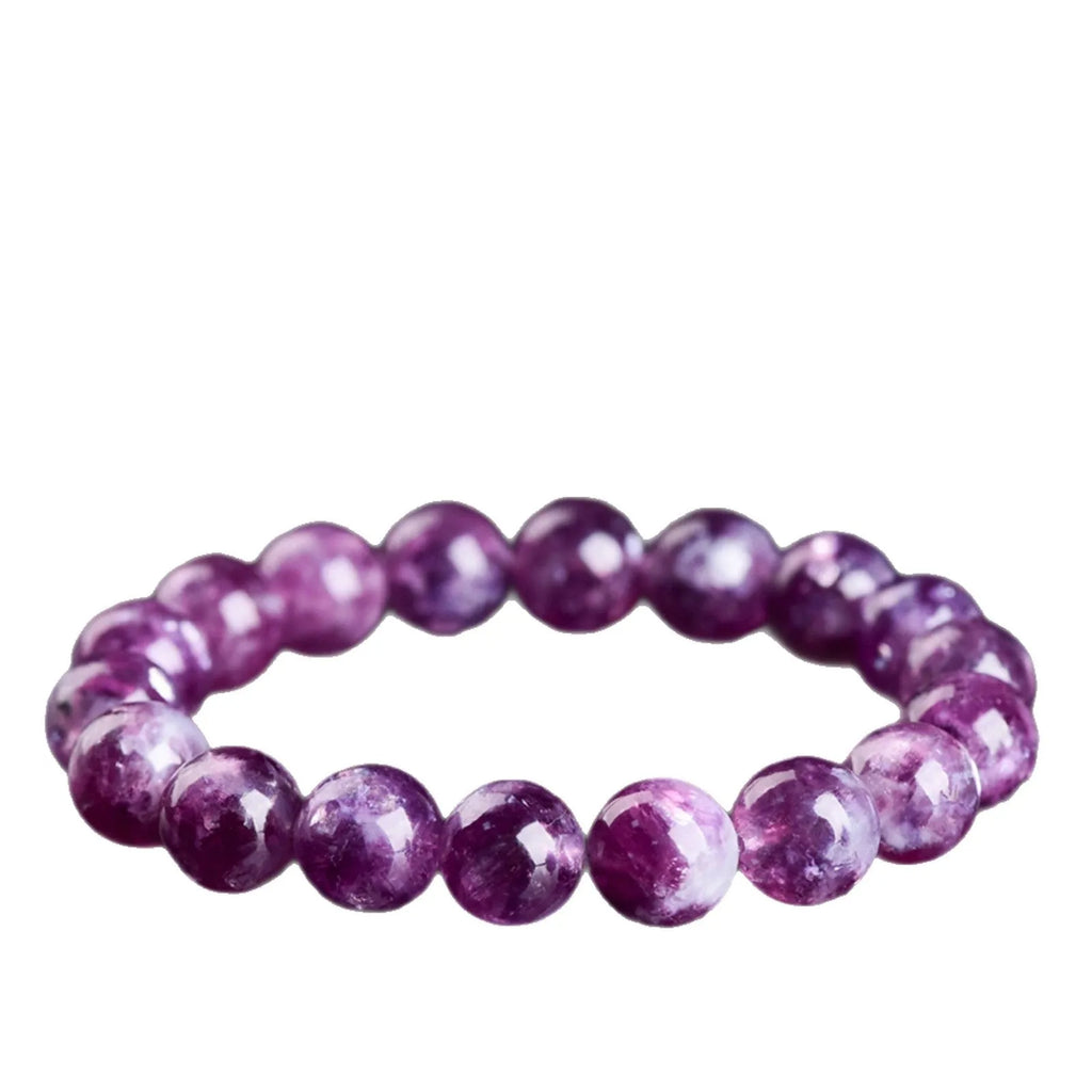 Geometric Korean-style polished crystal bracelet showing pink, pink purple, and purple colour options.