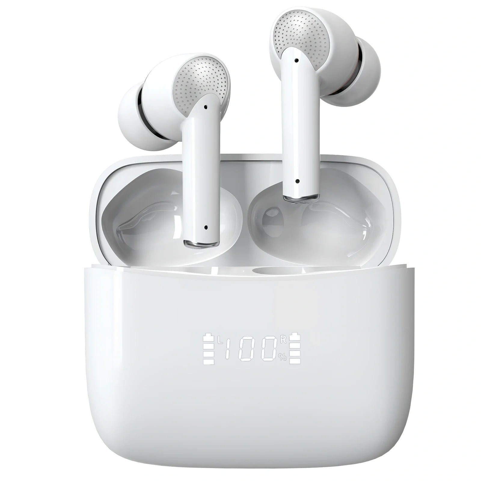 A6 black wireless sports earphones with digital display and charging case