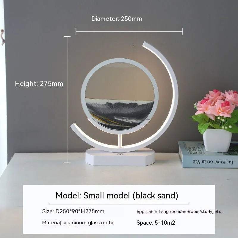 3D quicksand painting LED lamp with touch switch, aluminium glass frame, 250mm x 240mm, white and purple colour option