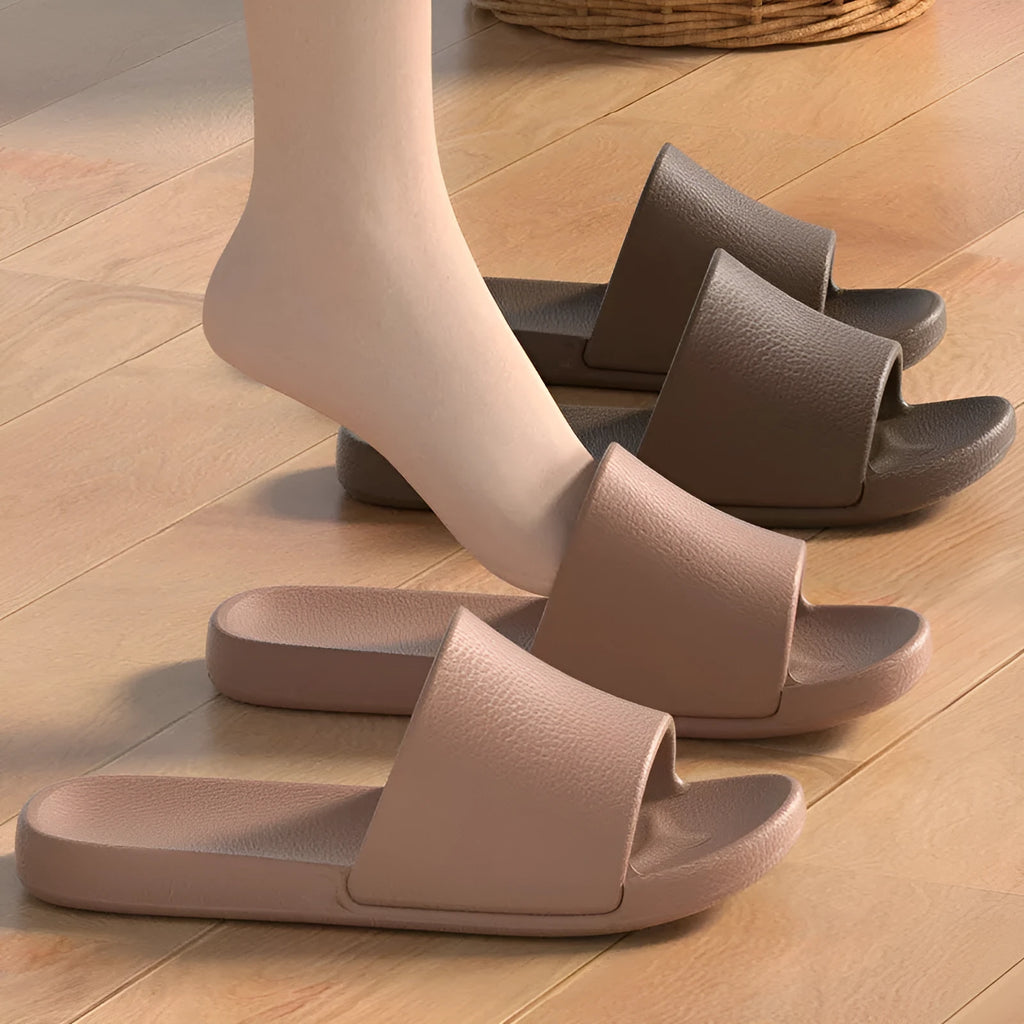 EVA non-slip bathroom slippers for couple, solid colour, soft sole, indoor and outdoor use