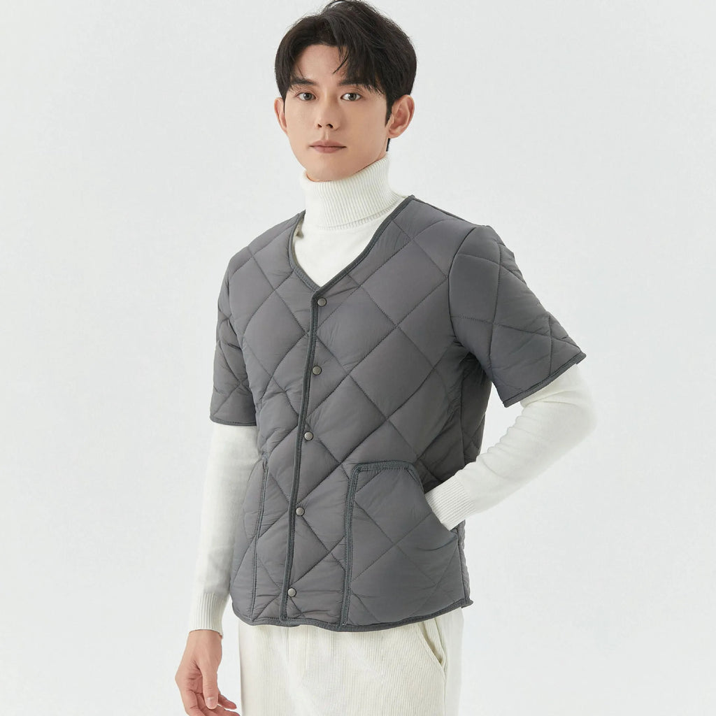 Men's cotton jacket top with velvet thermal lining in dark gray, fleece-lined, casual wear