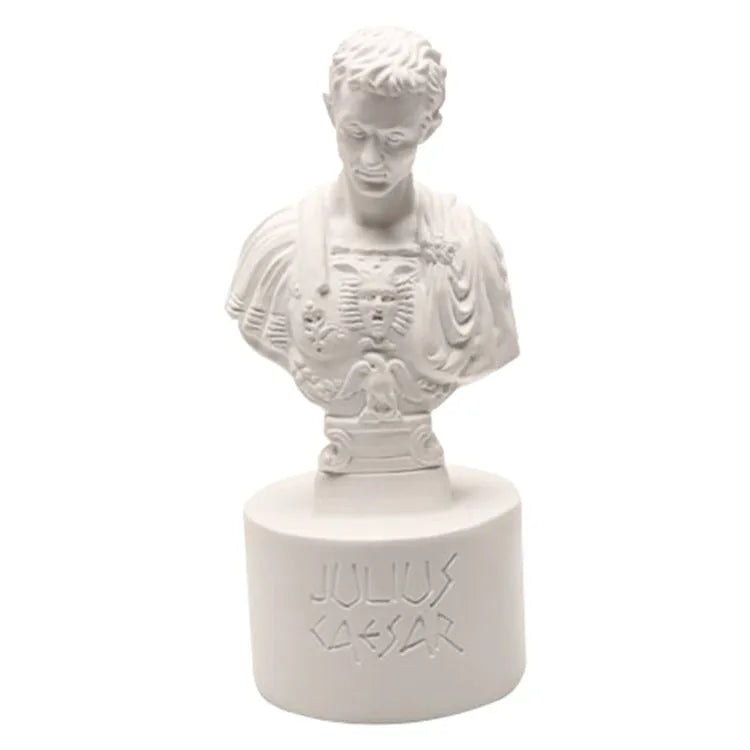 White synthetic resin American creative character model used as a desk pen holder.