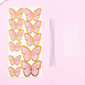 Acrylic happy birthday cake inserting card with plastic panel and wrought iron stem, butterfly pink colour