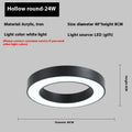 Industrial wind LED ring light with hollow black frame, 40cm diameter, white light, PVC shell pendant fixture